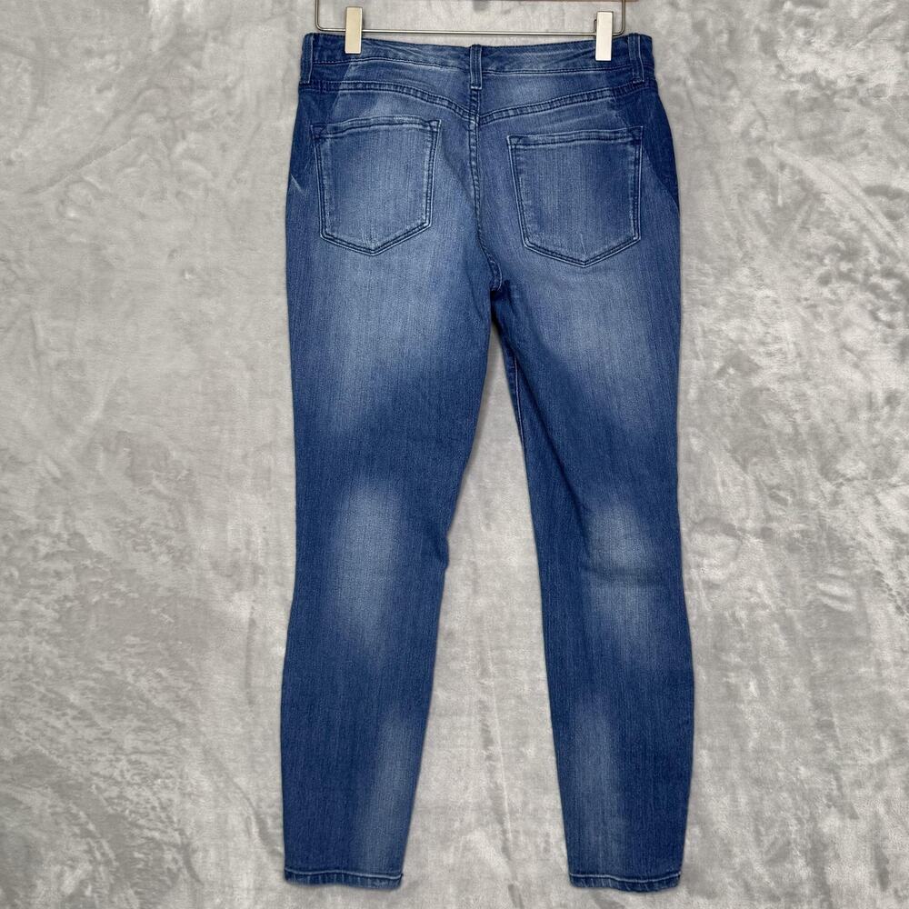 Nine West Jeans Womens 6 Blue Gramercy Skinny Ankle Stretch Denim Distressed - Picture 2 of 13